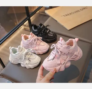 Detailed view of pink breathable mesh sneakers for girls with fashionable accents