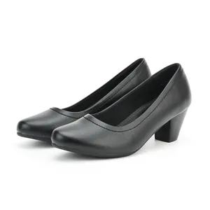 Décolleté da Donna Eleganti a Punta con Tacco a Blocchetto Comode in Pelle PU Scarpe da Lavoro Quotidiane Taglie Forti