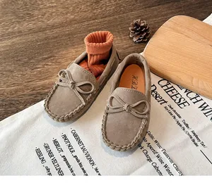 British style children's loafers with cute bow detail and slip-on design