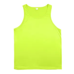 Detailed view of neon green quick-dry men's athletic tank top perfect for gym fitness