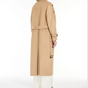 High-end black urea buttons imported from Japan shown on a classic camel wool coat
