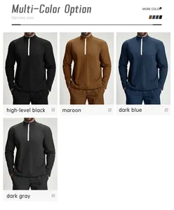 Showcasing four color options for men's recycled quick-dry half-zip outdoor sports jackets