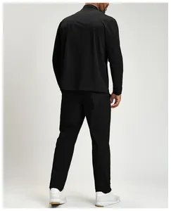 Back view of a men's black quick-dry sports jacket with eco-friendly fabric for fitness