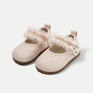 Zapatos de Premarcha Mary Jane para Bebé Niña Cuero Sintético Acolchado Suela Blanda Encaje Conejo Decoración Princesa