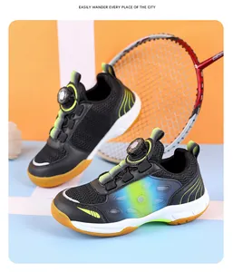 Youth lightweight badminton shoes with breathable mesh and dial lacing