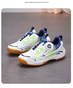 Chaussures de badminton professionnelles pour enfants avec laçage rotatif et semelle gomme