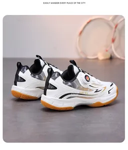 Chaussures de badminton professionnelles pour enfants blanches avec semelles antidérapantes