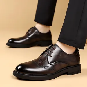 Premium men's embossed leather Brogue dress shoes for elegant business and weddings
