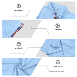 Detailed view of men's light blue Polo shirt with Navajo pattern cuffs and fabric texture