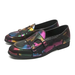 Schillernde Camouflage Herrenschuhe mit doppelter Monkstrap-Schnalle