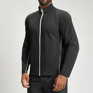 Veste de sport noire séchage rapide pour homme avec détails blancs contrastés fitness