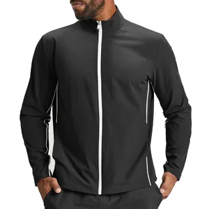 Veste de sport écologique pour homme à séchage rapide avec fermeture éclair contrastée et col montant