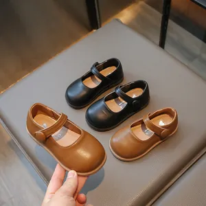 Chaussures Mary Jane Filles Style Princesse Superfibre Couleur Unie Semelle Souple Ballerines pour Petites Filles Mariage