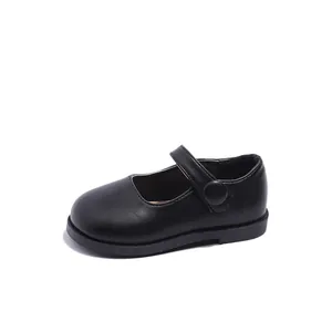 Chaussures Mary Jane classiques noires pour filles avec semelle souple et fermeture à scratch