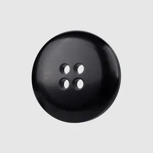 Premium black resin 4-hole button for high-end garments and professional suit sewing
