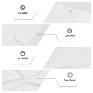 Detail view showing the neck, cuff, hem, and fabric texture of white oversize t-shirt.