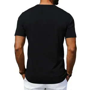 Back view detail of a men's black oversized minimalist casual cotton t-shirt