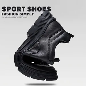 Men's black genuine leather sneakers with a highly flexible soft sole for casual wear