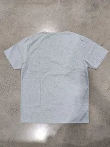 Rear view of a plain gray oversize cotton t-shirt with a casual round neck design