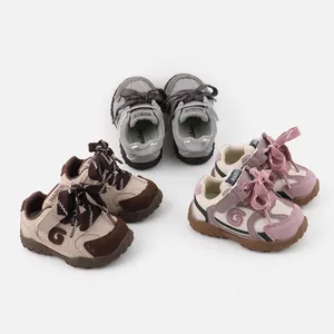 Breathable color-block toddler walking sneakers with soft soles for baby boys and girls