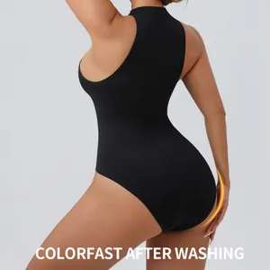 Seamless high elasticity tummy control bodysuit shapewear for women black color