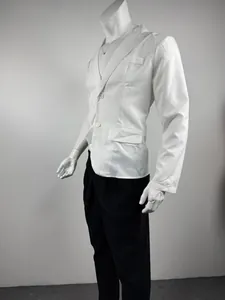Giacca blazer bianca slim-fit da uomo con esclusivo design a cinghie incrociate