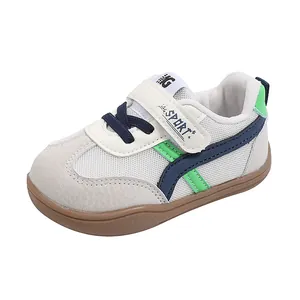 Breathable toddler mesh walking shoes with velcro strap and soft rubber sole