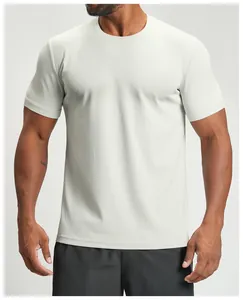 Macro detail of men's quick-dry sports t-shirt showing breathable mesh fabric texture