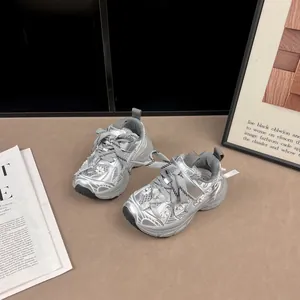 Zapatos Daddy para Niña Zapatillas Deportivas de Moda Microfibra Malla Transpirables Chunky Con Lazo Flor para Niños