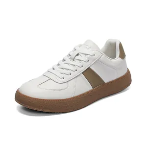 Classic white cowhide leather German Army Trainer sneakers for men with gum rubber sole