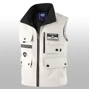 Unisex Outdoor Waterproof Lightweight Vest Polyester Slim Fit Stand Collar Multi-pocket Sports Sleeveless Top For Spring Autumn