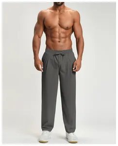 Dark gray men's quick-dry sports casual pants with drawstring waist