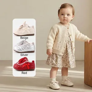 Baskets de princesse antidérapantes pour filles avec nœud et semelle souple, multi