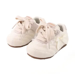 Chaussures de sport princesse pour petites filles avec dentelle et nœud semelle souple