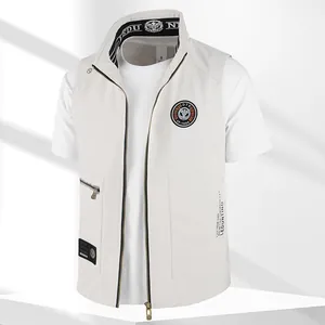 Men Casual Tactical Vest Lightweight Stand Collar Full Zip Outerwear Outdoor Sports Slim Fit Sleeveless Jacket