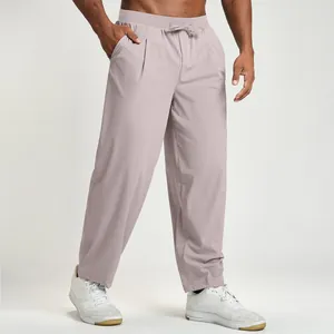 Men's quick-dry sports casual pants in dusty rose mauve with an elastic drawstring waist