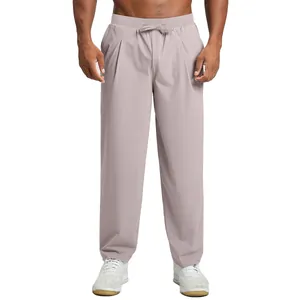 Men's quick-dry casual hiking pants in light purple with drawstring waist
