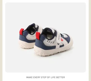 Detailed view of breathable mesh toddler sneakers featuring durable non-slip rubber soles