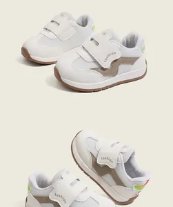 Breathable mesh baby walking shoes with velcro straps and non-slip soft rubber soles
