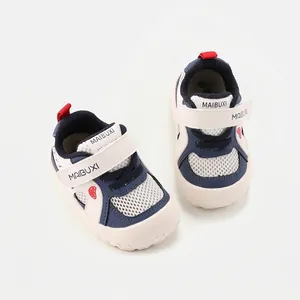 Toddler Baby First Walkers Sneakers Breathable Microfiber Leather Soft Sole Velcro Color-Block Shoes For Boys Girls