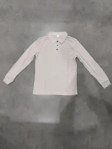 Classic men's relaxed fit long-sleeved polo shirt with ribbed texture in beige