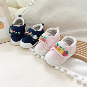 Soft-soled baby walking shoes with cute fruit and car patterns for boys and girls