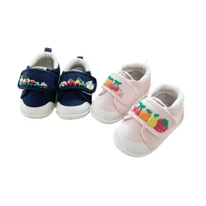 Soft-sole baby walking shoes with cute fruit and car patterns for boys and girls