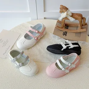 Chaussures Mary Jane pour enfants, respirantes, en mesh avec bout rond et semelle plate