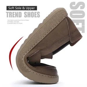 Flexible brown leather loafers for men with soft thick soles and retro design