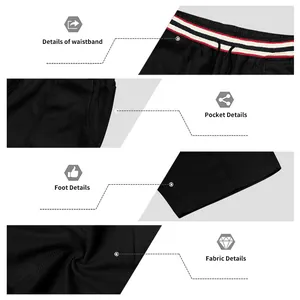Vues détaillées du short de sport noir à séchage rapide montrant la texture du tissu