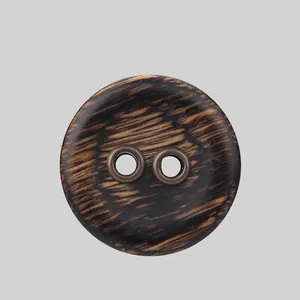 High End Ebony Wood Round Buttons With Antique Metal Eyelet For Coats Jackets Suits Blazers Shirts Sewing Craft Accessories