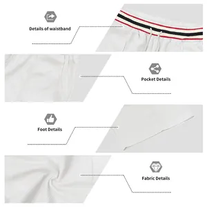 Detail views of white quick-dry athletic shorts showing waistband and fabric texture.