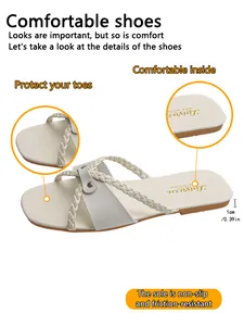 Detailansicht der weißen geflochtenen Sandalen mit 1 cm rutschfester Sohle