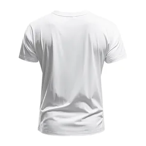 Back view of premium white quick-dry sports T-shirt for men, breathable fabric detail